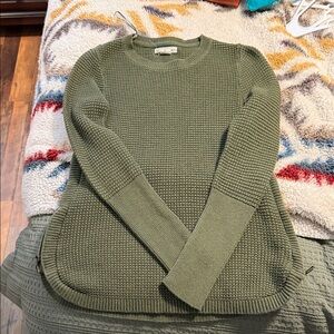 Cozy Olive Green and burnt orange  Knit Sweater - Women's Crewneck